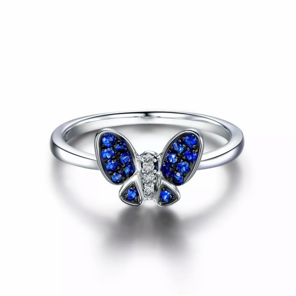 Fashion Butterfly Ring 925Silver Blue Sapphirering - Picture 2 of 4